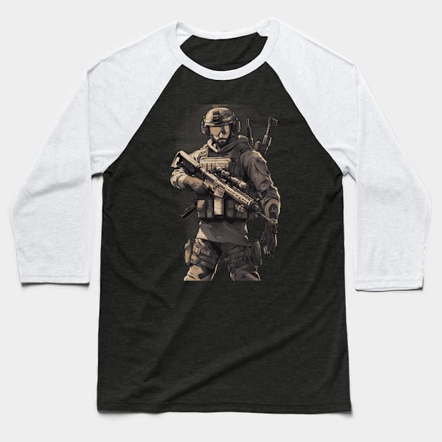 Tactical Soldier Baseball T-Shirt by animegirlnft